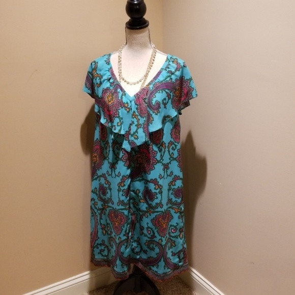 Floral Patterned Blue Dress - Picture 1 of 2